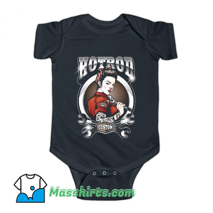 Rockabilly Pin Up Girl Hot Rod Service Baby Onesie