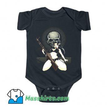 Sexy Bikini Rebel Black Skull Baby Onesie