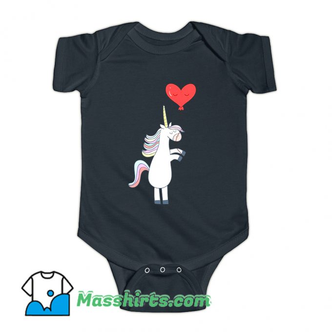 Unicorn Balloon Love Heart Baby Onesie