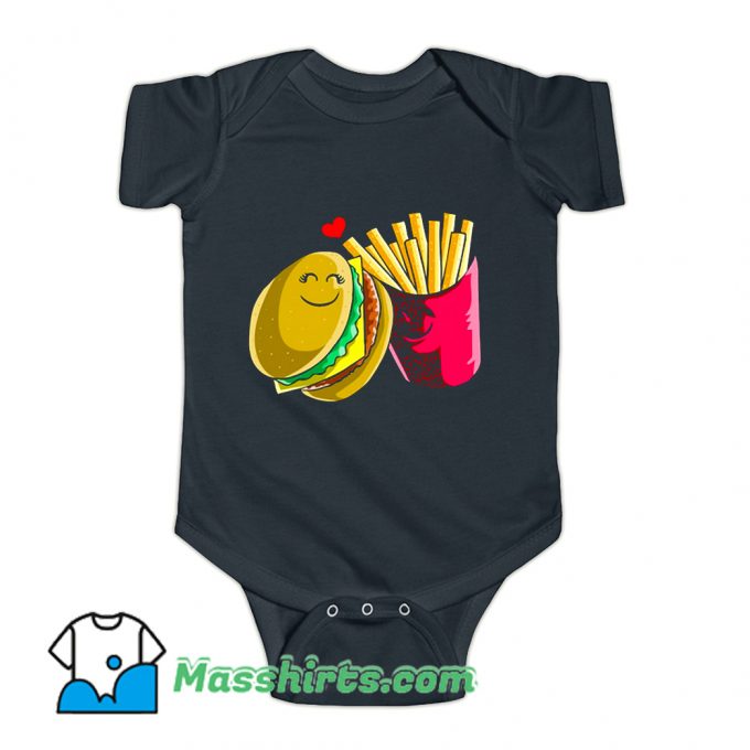 Valentines Day Cheeseburger Fries Baby Onesie