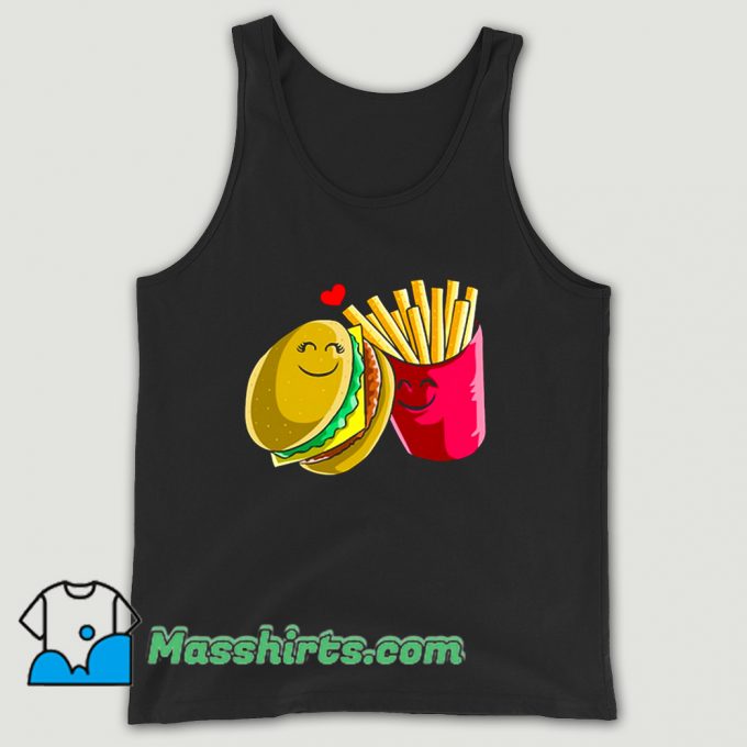 Valentines Day Cheeseburger Fries Tank Top On Sale