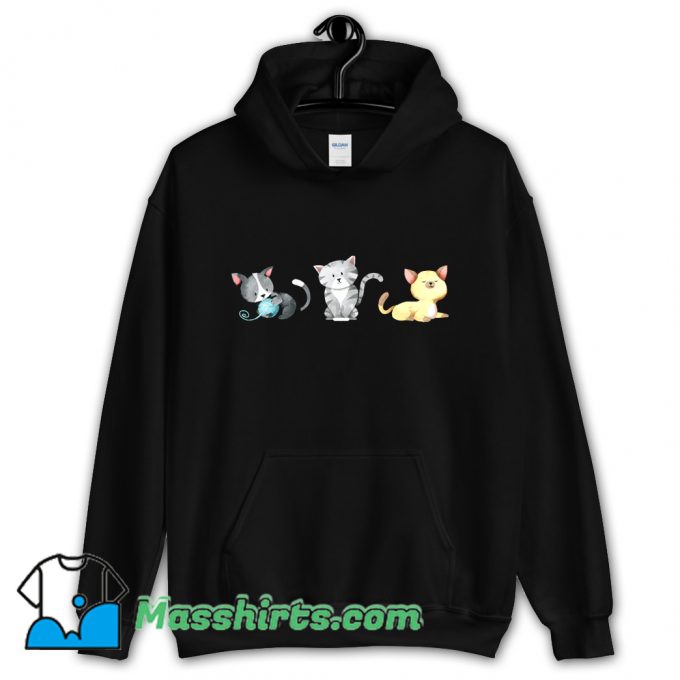 Vintage 3 Cute Kittens Are Playing Hoodie Streetwear