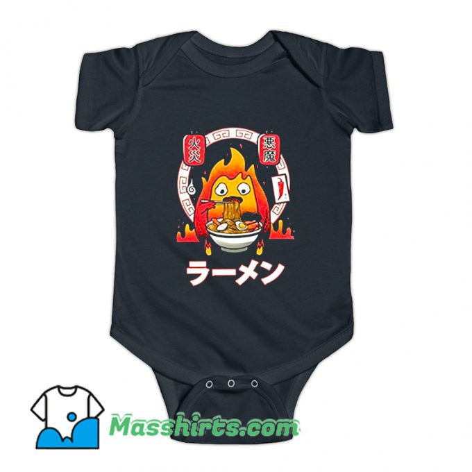 Calcifer Eat A Bowl Of Spicy Ramen Baby Onesie