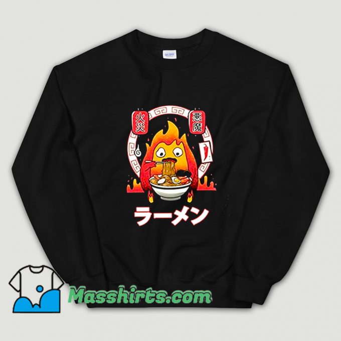 Calcifer Eat A Bowl Of Spicy Ramen Sweatshirt