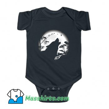 Howling Wolf Under The Moon Baby Onesie