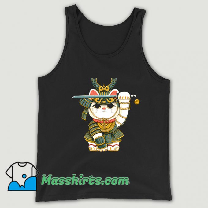 Funny Lucky Cat Samurai Tank Top