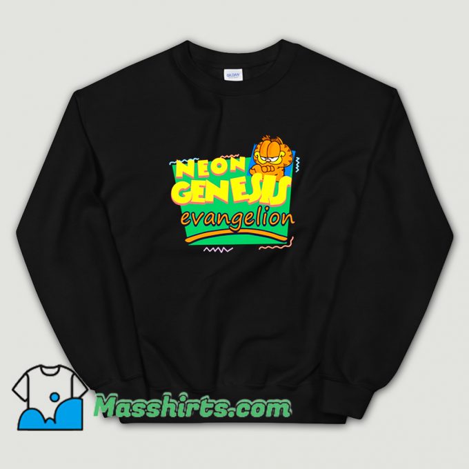 Neon Genesis Evangelion Meets Garfield Cartoon Sweatshirt