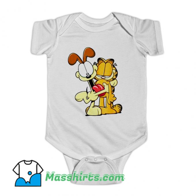 Original Garfield Odie Hugging Garfield Baby Onesie