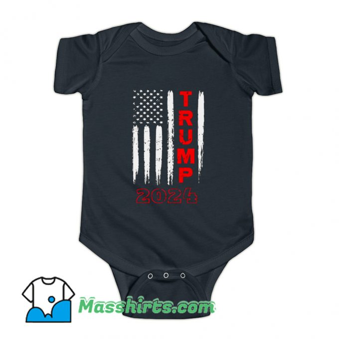 Political Trump 2024 American Flag Baby Onesie