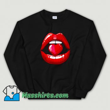 Red Mouth Lip Kiss Girl Classic Sweatshirt