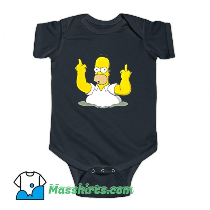 Homer Simpson Middle Finger Baby Onesie