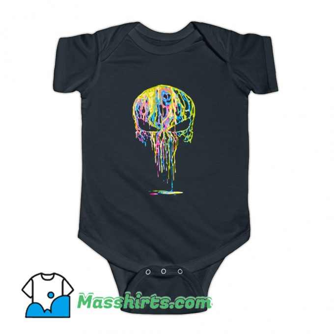 Marvel Punisher Neon Drips Logo Baby Onesie