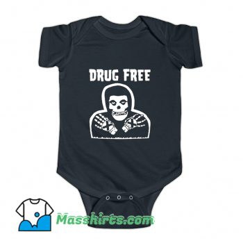 Skull Drug Free Retro 80s Baby Onesie