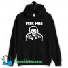 Skull Drug Free Retro 80s Hoodie Streetwear