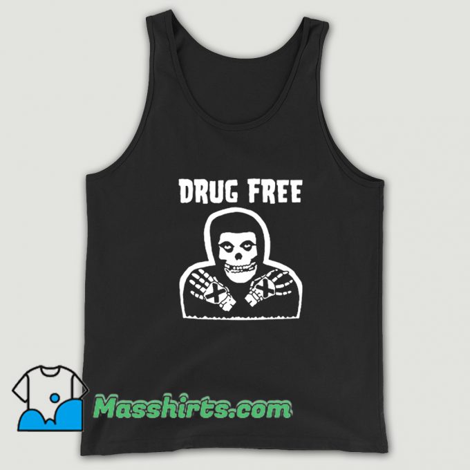 Skull Drug Free Retro 80s Tank Top