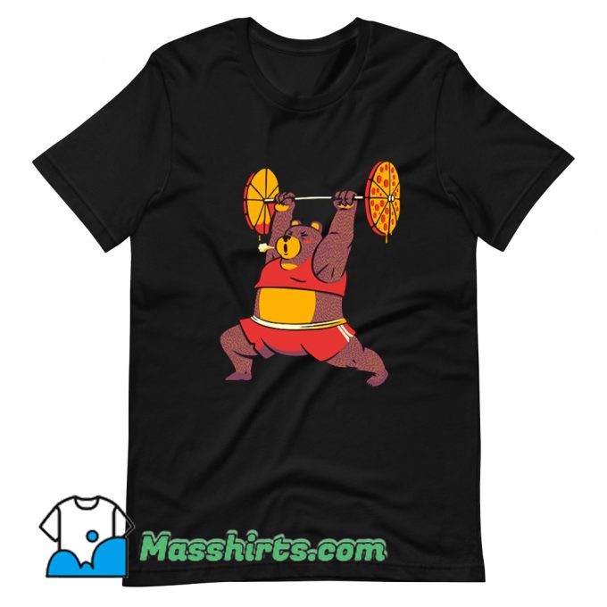 Squat Bear Gym I Love to Eat Pizza Funny T Shirt Design