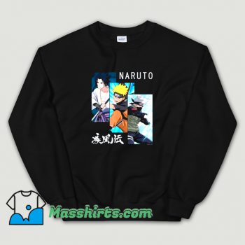 Cool Naruto 3 Panels and Kanji Sweatshirt