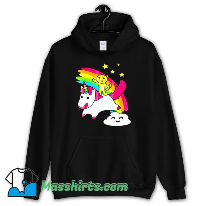 Kitty Riding A Unicorn Hoodie Streetwear On Sale