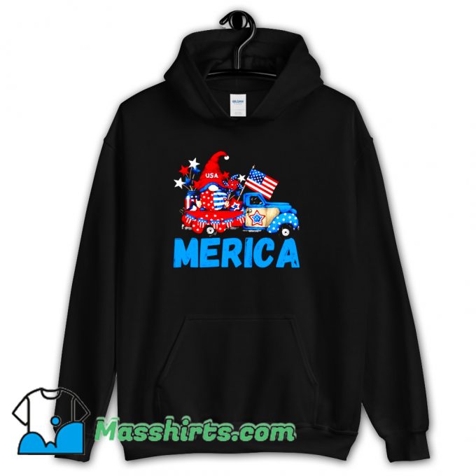 Classic Merica 4Th Of July Patriotic Truck Gnome Hoodie Streetwear