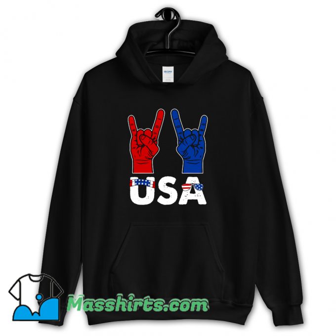 Cool Rock And Roll Patriotic American Flag Hoodie Streetwear