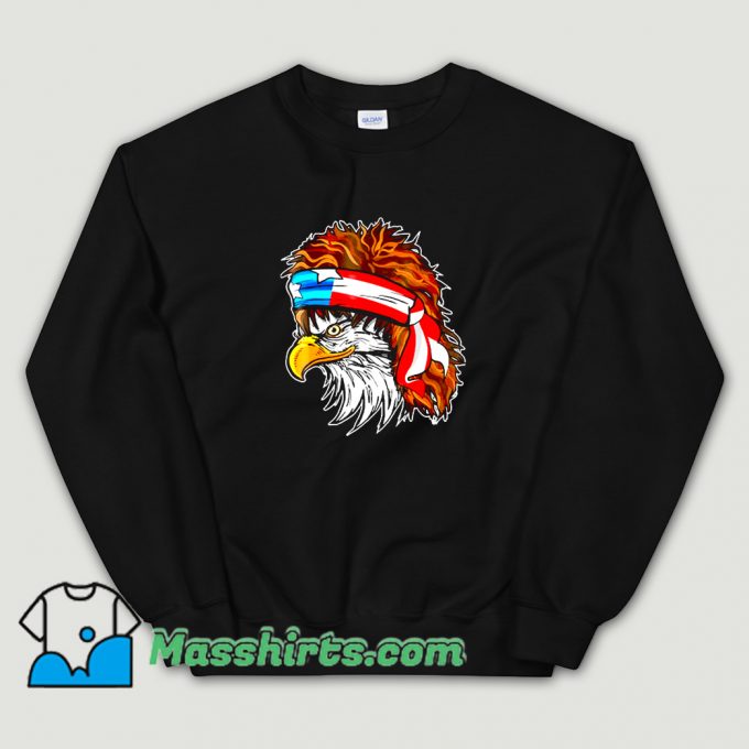 New Rocker Hair Eagle American Flag 80s Sweatshirt