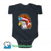 Rocker Hair Eagle American Flag 80s Baby Onesie