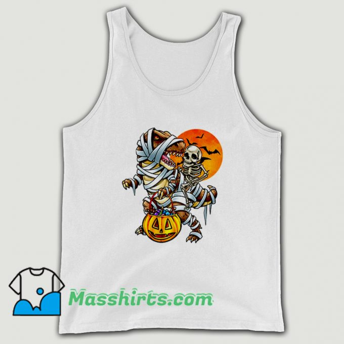 Skeleton Dinosaur Halloween Mummy Pumpkin Tank Top