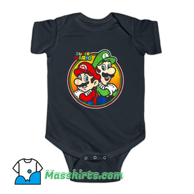 Super Mario Luigi Brothers Circle Baby Onesie