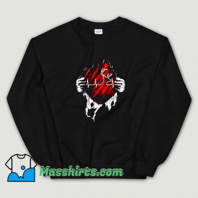 Awesome Hunting Deer Heartbeat Sweatshirt