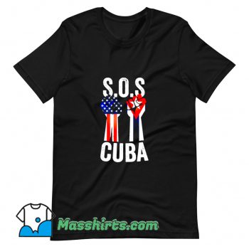 Awesome Sos Cuba And American Flag T Shirt Design