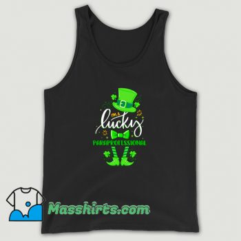 Classic St Patricks Day I Am Lucky Paraprofessional Tank Top