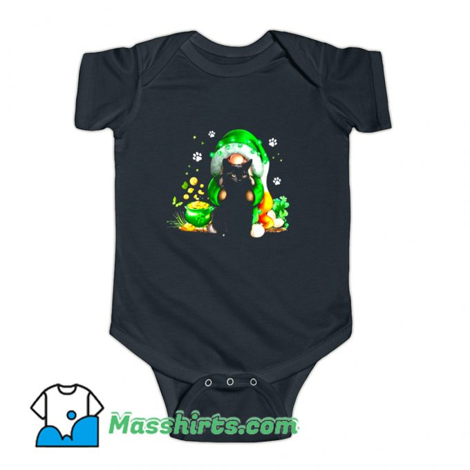 Irish Gnome Hugging Black Cat Baby Onesie