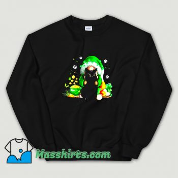 Irish Gnome Hugging Black Cat Sweatshirt On Sale