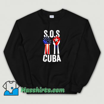 Original Sos Cuba And American Flag Sweatshirt