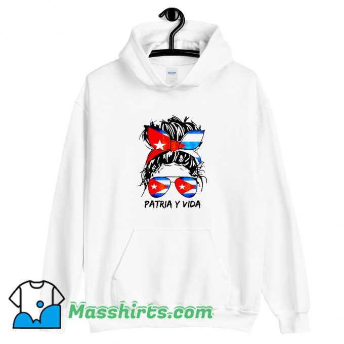 Patria Y Vida Sos Cuba Flag Messy Hair Hoodie Streetwear