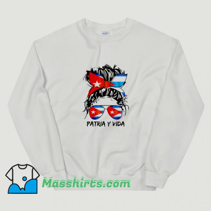 Patria Y Vida Sos Cuba Flag Messy Hair Sweatshirt