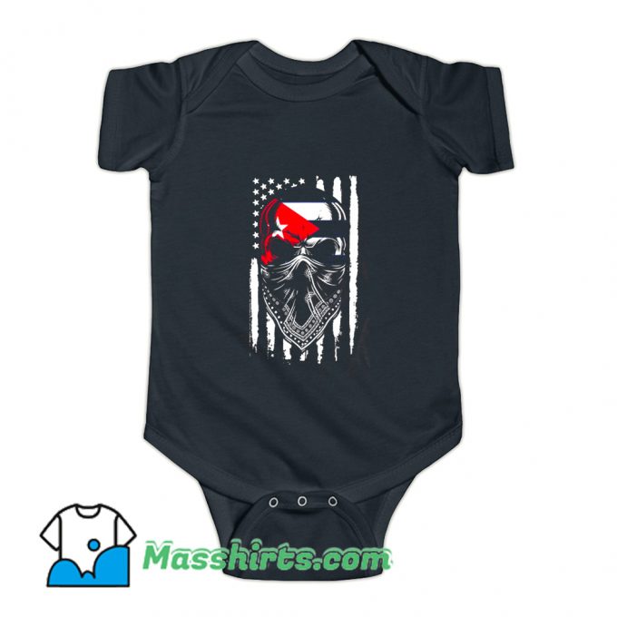 Skull Patria Y Vida Cuba Usa Flag Baby Onesie