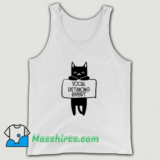 Social Distancing Expert Cat Lovers Tank Top On Sale