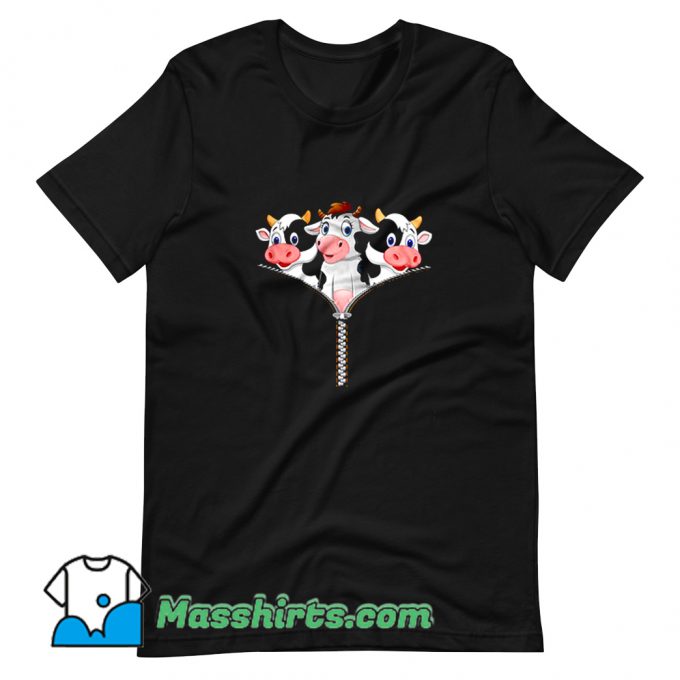 Vintage Cows Behind Zipper T Shirt Design