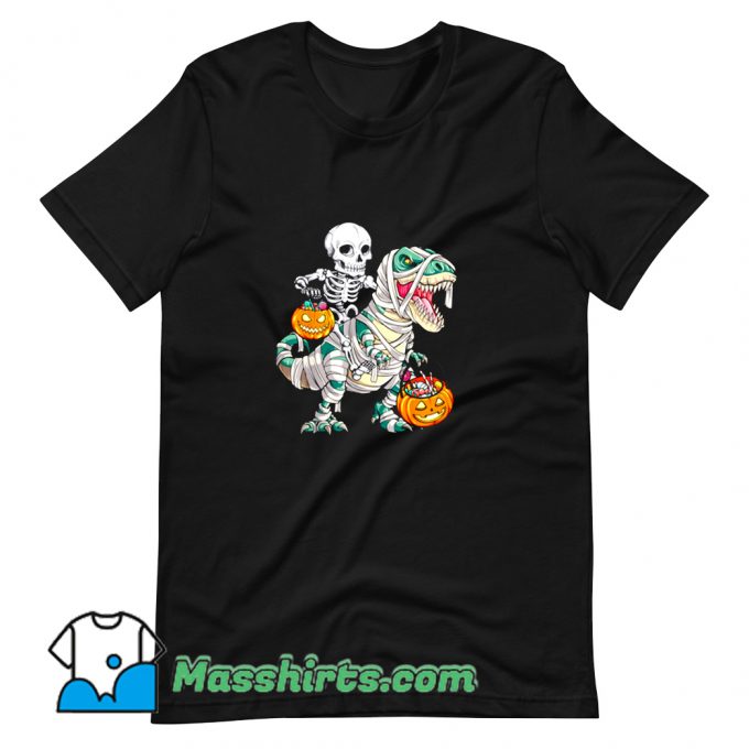 Best Skeleton Riding Mummy Dinosaur Halloween T Shirt Design