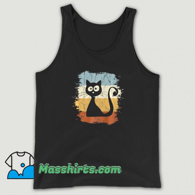 Cartoon Cat Silhouette Tank Top On Sale