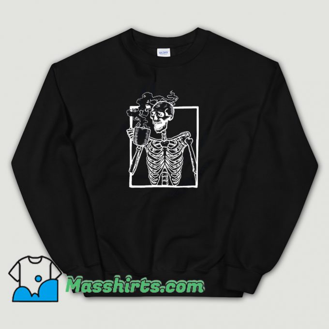 Classic Skeleton Drinking Coffee Sweatshirt