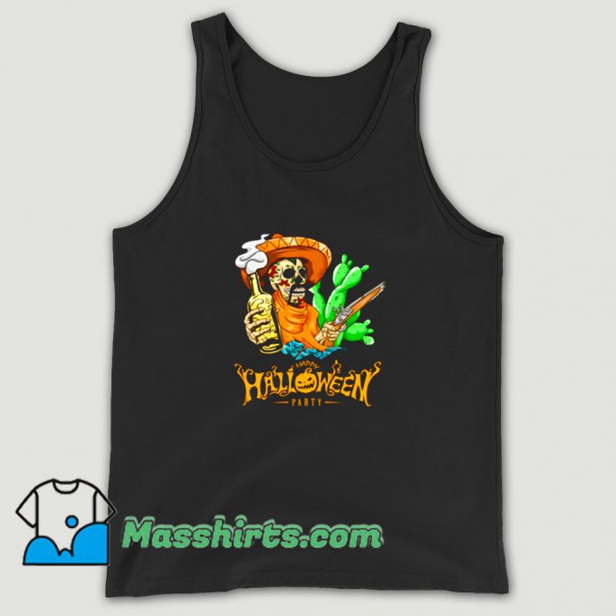 Cool Happy Halloween Party Skeleton Tank Top