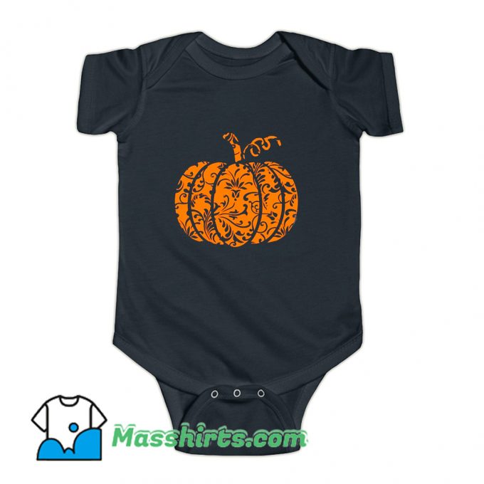 Floral Pumpkin Halloween Baby Onesie