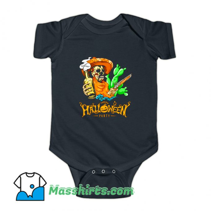 Happy Halloween Party Skeleton Baby Onesie