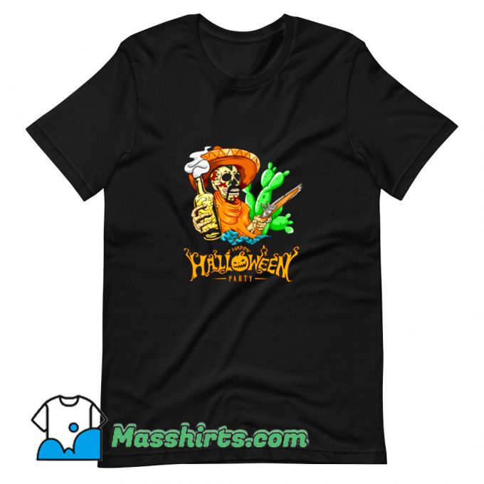 New Happy Halloween Party Skeleton T Shirt Design