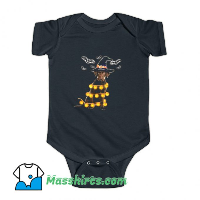 Pumpkin Light Halloween Witch Dog Baby Onesie