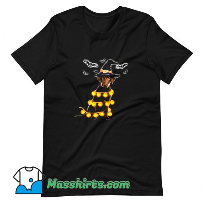 Pumpkin Light Halloween Witch Dog T Shirt Design