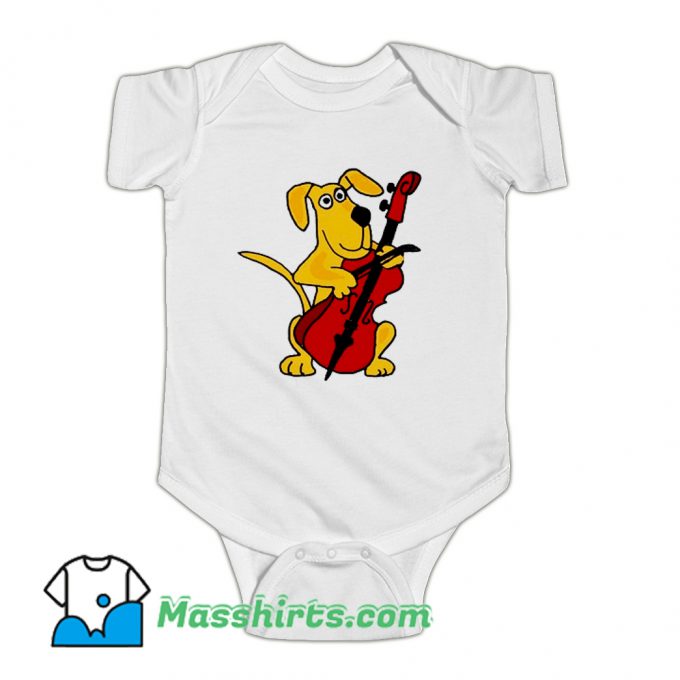 Smileteestank Brown Dog Playing Cello Baby Onesie