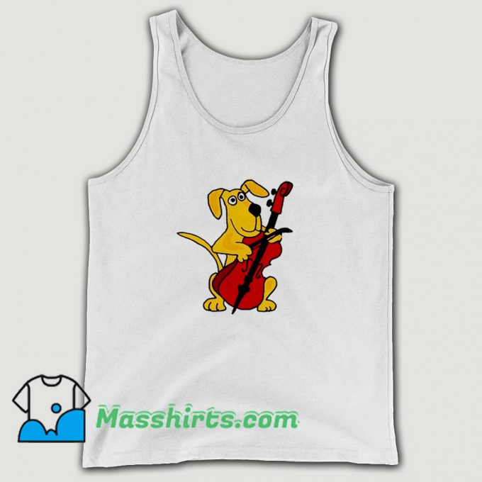 Smileteestank Brown Dog Playing Cello Tank Top